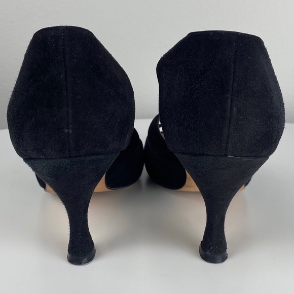 Manolo Blahnik Black Suede Ankle Strap Pumps - Picture 4 of 10